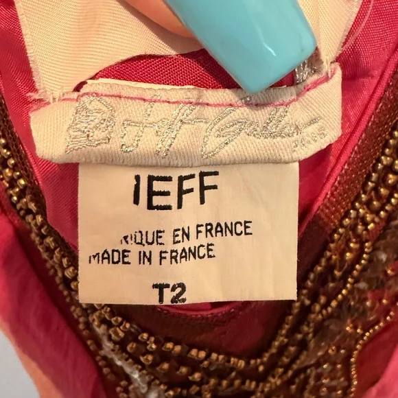 Vintage Jeff Gallon 100% Silk Made in France Ombre Beaded Y2K Dress UNIQUE - Picture 5 of 8